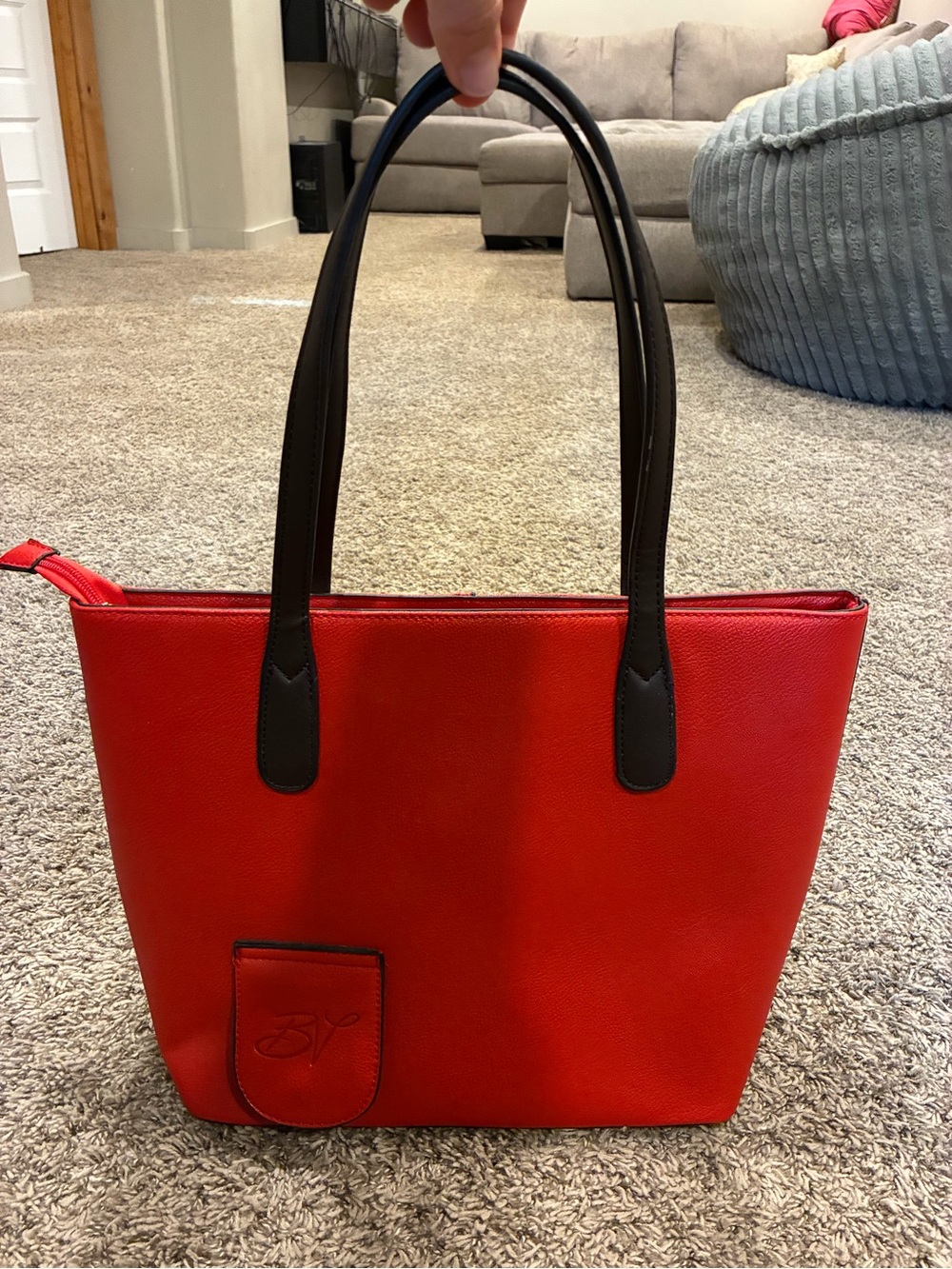 PortoVino Red Women's Tote Bag with Gold Accent Insulated For Hiding Beverages - Picture 7 of 16
